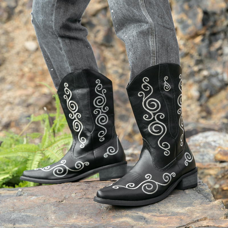 Men Embroidered Western Boots  - Men Shoes Classic review and price